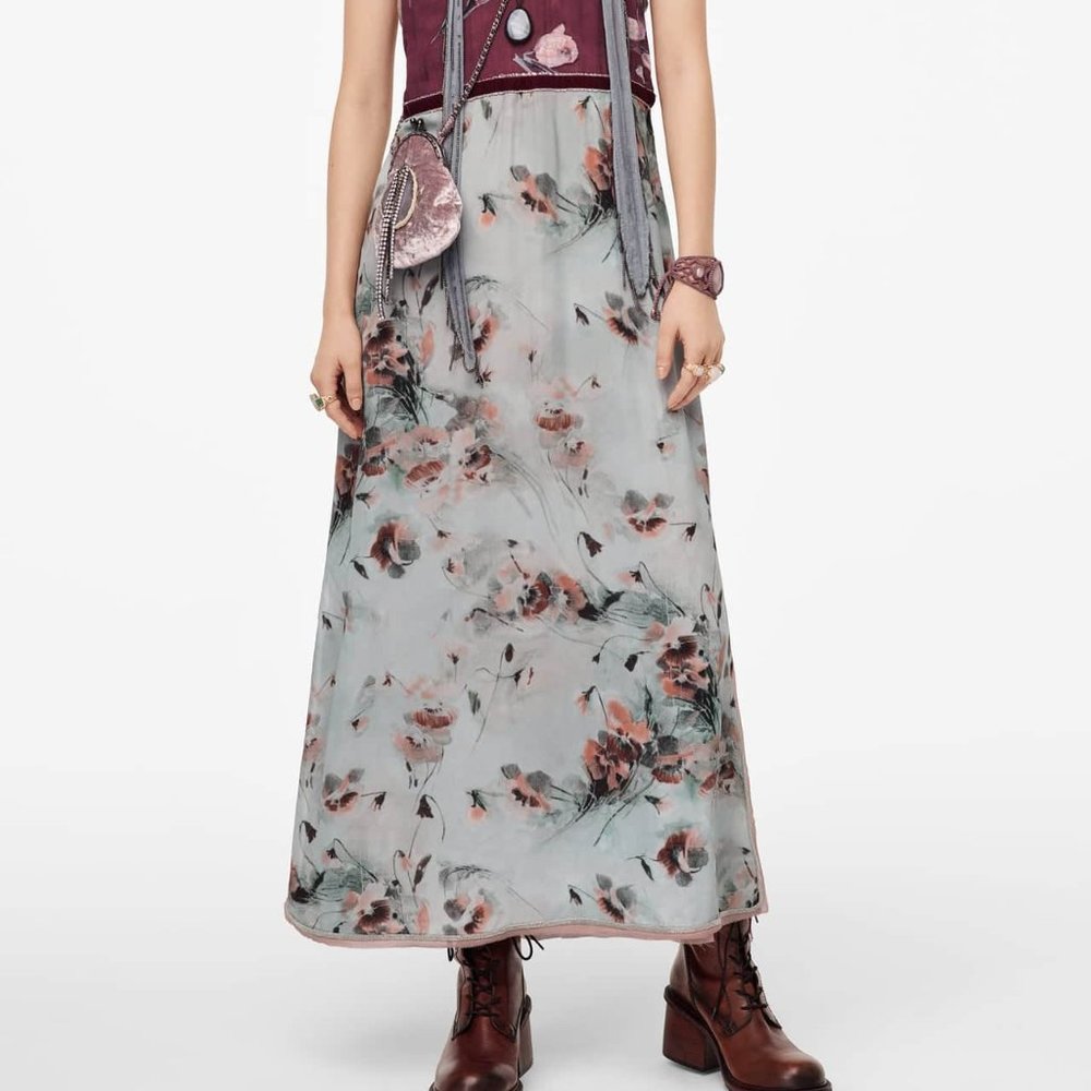 ZARA Limited Edition MAXI Floral Printed Slip Dress with Metallic Straps.  NWT - Picture 2 of 10